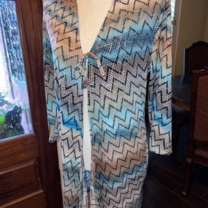 Travelers Collection by Chico's Black White Striped Zip Front Cardigan Sz 1/M